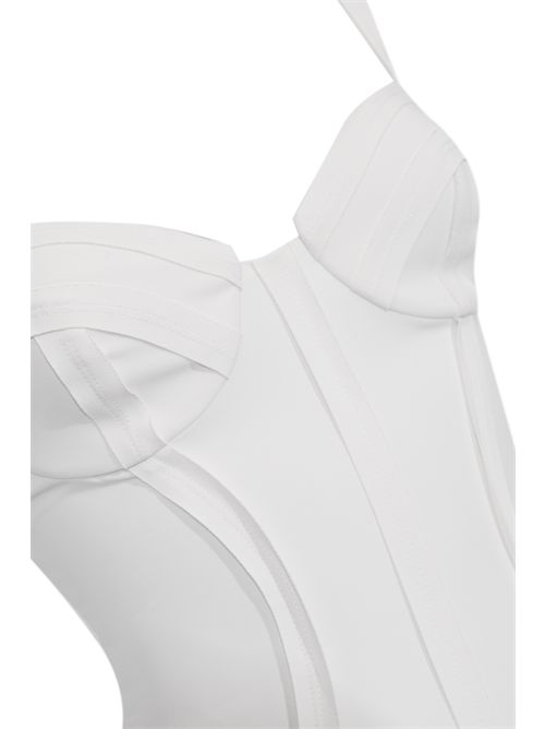 Abito in crêpe leggero con tessuto a taglio vivo Avorio Elisabetta Franchi | AB91861E2360